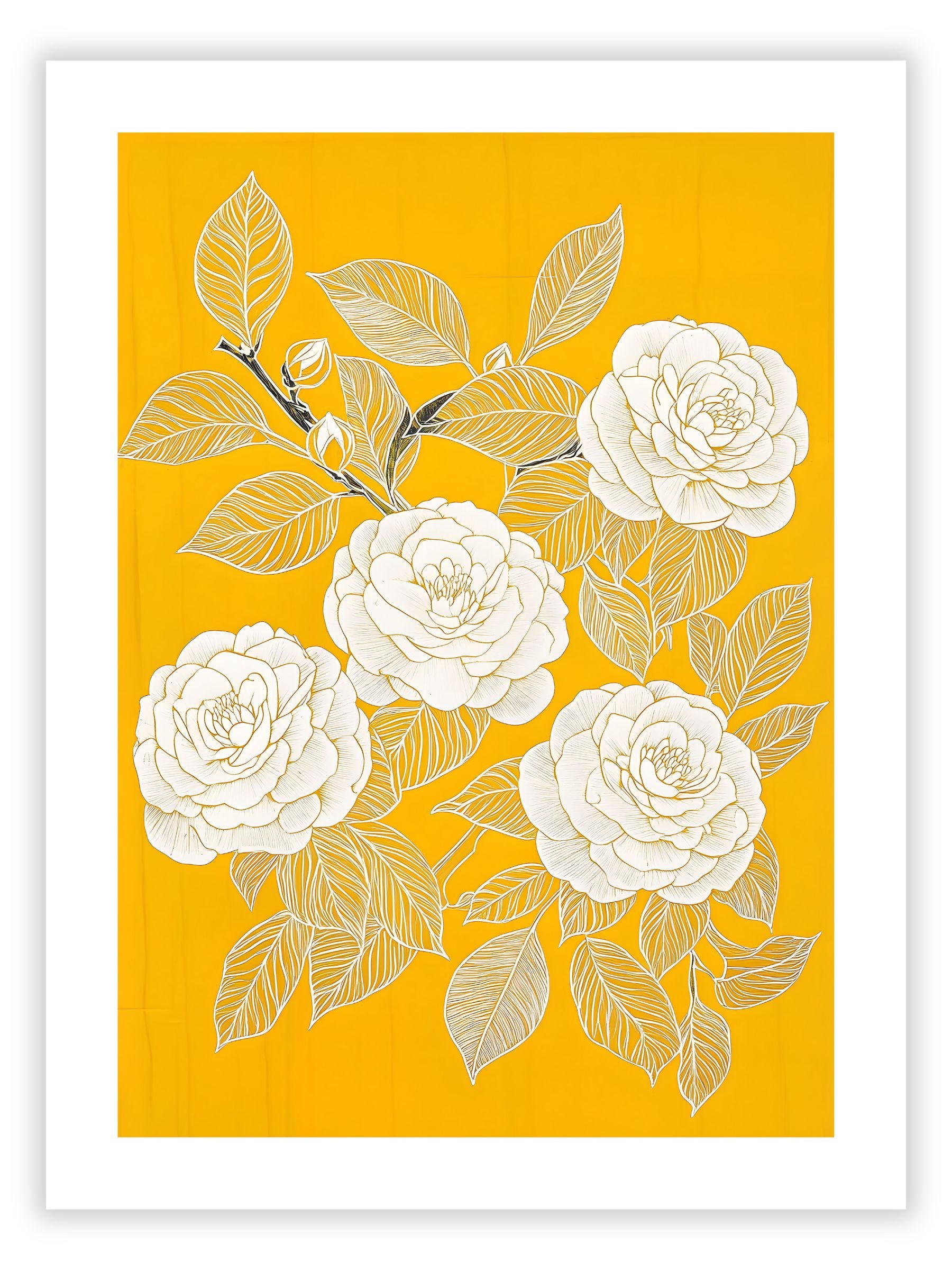 Antique roses print Yellow buy Roses